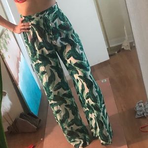 H&M tropical banana leaf print cover up pants